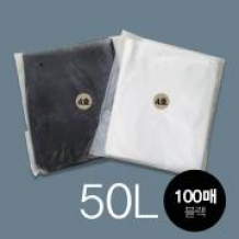 (소분100매-비닐봉투)재활용,쓰레기봉투 평판4호 50L-블랙 100매