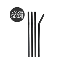 소분500개 스트로우 벌크포장 자바라 빨대 블랙 7x250mm 500개입 1봉