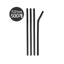 소분500개 스트로우 벌크포장 자바라 빨대 블랙 7x210mm 500개입 1봉