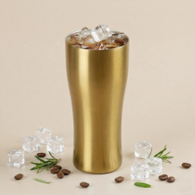 (홈아트)이중 진공텀블러 라인스텐컵 420ml-골드