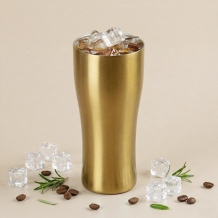 (홈아트)이중 진공텀블러 라인스텐컵 420ml-골드