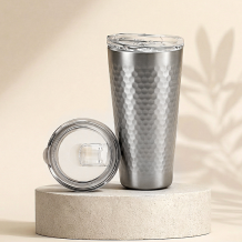 (홈아트) 이중진공 텀블러(벌집)스텐컵 510ml-실버 (뚜껑포함)