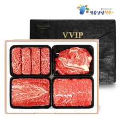 [청풍명월한우] 무항생제 1+등급이상 한우 등심스페셜 VIP1호 선물세트 총1.6kg(냉장/등심400g,불고기400g,국거리400g,산적400g)