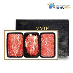 [청풍명월한우] 무항생제 1+등급 한우 선물세트 VIP2호 총1.2kg(냉장/등심400g,불고기400g,국거리400g)