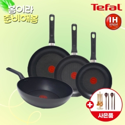 [봄맞이새단장] [테팔] 인덕션 델리커시 프라이팬 22+24+28cm+웍 28cm+(증정) 옻칠 나무 수저 커플세트+더이지 실리콘 조리도구 7P 세트