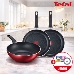 [테팔] 메이드 인 프랑스 G6 인덕션 스타트앤쿡 프라이팬 24cm+28cm+웍 28cm+(증정) 셀룰로오스 코팅팬 전용 스펀지(수세미) 2P+실리콘 멀티 뚜껑 S