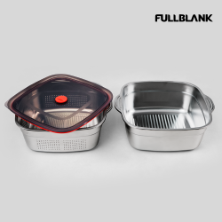 [풀블랭크] 올인원 스텐 밀폐용기 5600ml +  타공채반 5600ml + 5600ml 뚜껑