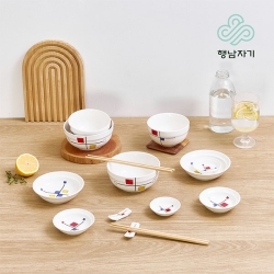 [행남자기] 도자기 그릇 듀오세트 14 HNHY-14P