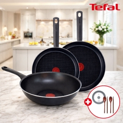 [테팔] 초코브라우니팬 24cm+드레스블루팬 28cm+이지앤 웍 28cm+(사은품) 옻칠 나무수저 2인 세트+멀티 유리뚜껑S