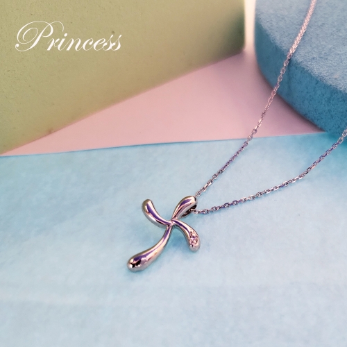 웨이비 크로스 다이아몬드 목걸이