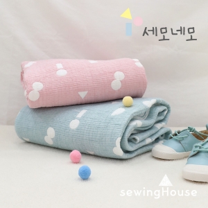 대폭/요루거즈)순면100% 보들보들 요루거즈원단 퀼팅 양면 삼중지 세모네모 2종