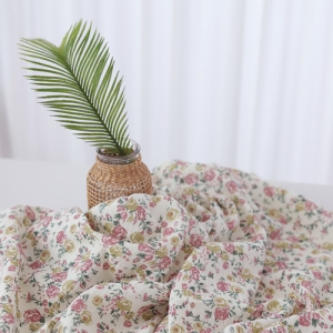 로지 빈티지 플라워 이중 요루 거즈 코튼 원단