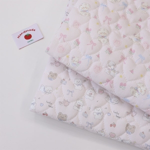 대폭 4온스 미니하트 누빔원단 애니멀 패밀리 핑크바탕 2종 Z2029