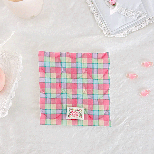 누빔원단 면20수 감성체크 물결누빔 슈퍼샤이