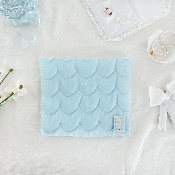 누빔원단 면20수 스카이블루 물결누빔 모찌