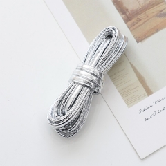 2마) 5mm 스티치 인조가죽끈 실버 Z2054