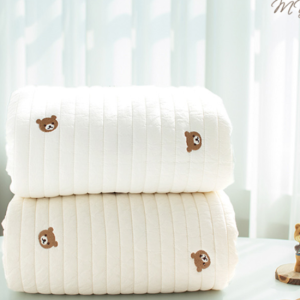 대폭 100수 고밀도 워싱 면 자수 줄누빔 : 곰 [E1115]