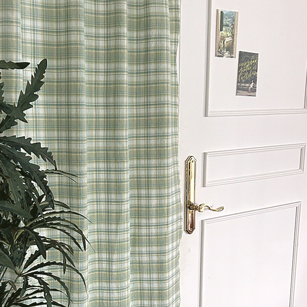 면 20수 워싱 선염 빈티지 세이지 체크원단