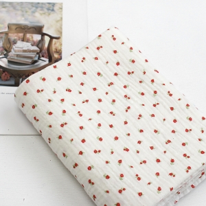 대폭 요루 이중거즈 원단 딸기꽃