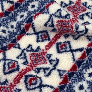 덤블 양털 에스닉 패턴 나바호 후리스 원단 레드블루