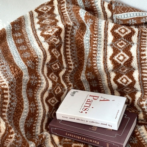 덤블 양털 에스닉 패턴 나바호 후리스 원단 브라운