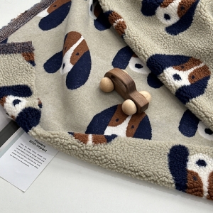 바셋 강아지 양털 뽀글이 원단 카키베이지