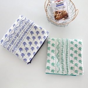 순면 100% 보들보들 사중 양면 요루거즈 에스닉 플라워 2종