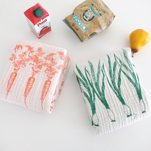 순면 100% 보들보들 사중 양면 요루거즈 오늘의채소 2종