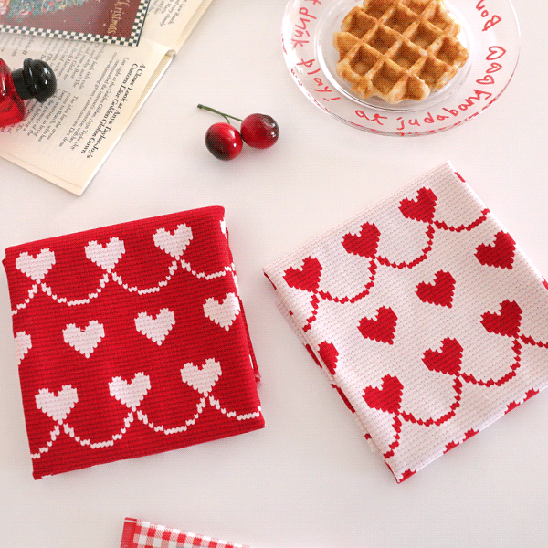 포근한 니트 패턴 20수 옥스포드 면원단 니팅하트