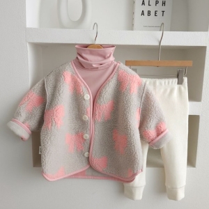 핑크 리본 포근 양털 원단