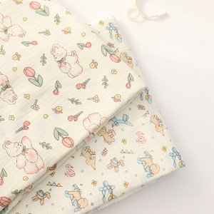 대폭 요루 이중거즈 원단 강아지 토끼 2종 Z2146