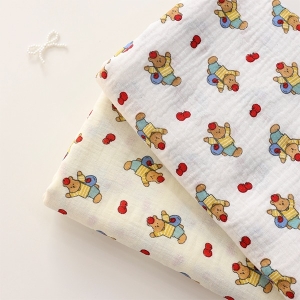 대폭 요루 이중거즈 원단 사과 곰돌이 2종 Z2155