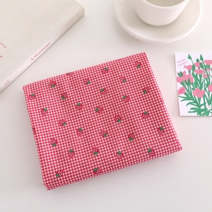 DTP 프린팅 40수 딸기 체크 면원단 상큼딸기퐁당 SL928