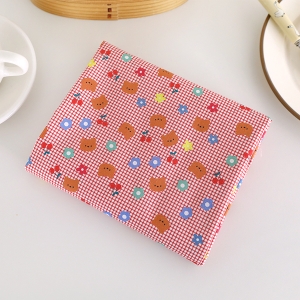 DTP 프린팅 40수 캐릭터 체크 면원단 곰돌이피크닉 SL927