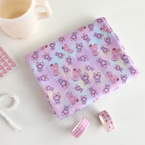 DTP 프린팅 40수 캐릭터 면원단 솜사탕베어 SL926