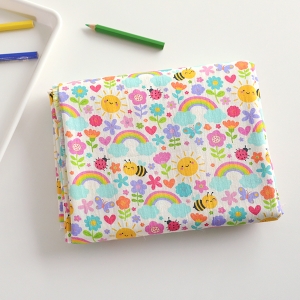 DTP 프린팅 40수 캐릭터 면원단 꿀벌정원 SL920