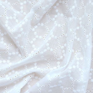 내추럴 화이트 플라워 아일렛 코튼 원단
