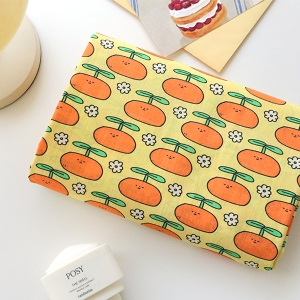 DTP 프린팅 귤 캐릭터 면원단 만다린플라워 SL934