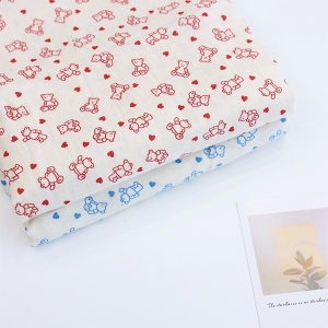 대폭 요루 이중거즈 원단 하트와 곰돌이 2종 Z3013