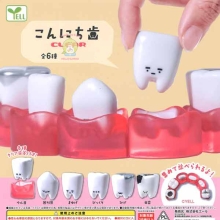 YELL 곤니치하 이빨 피규어 클리어 캡슐토이 6종셋트