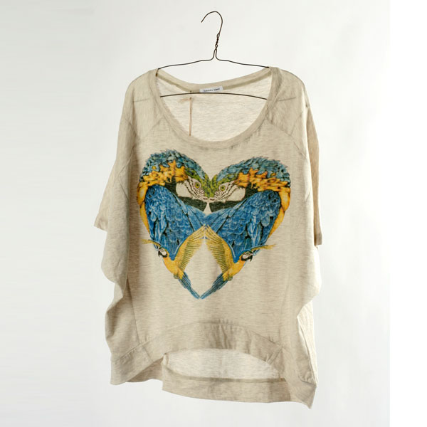 창고정리특집여름 반팔 티 - 하트 앵무새  5133