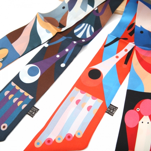 [더로라]실크 쁘띠타이스카프-서커스와 빵빠레S24047