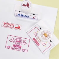 SNOW 스노우 화이트 택배박스 대형스탬프 로고 캐릭터 의류 컵홀더 카페 봉투스탬프 도장 주문제작[속건]