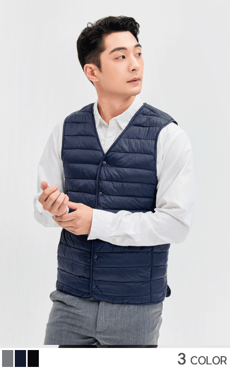 라이트V넥패딩조끼_90