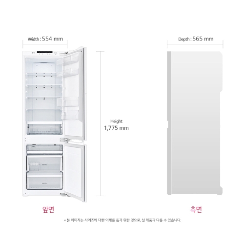[전국무료배송설치]LG 디오스 빌트인 콤비냉장고 M272PR35BL  좌경첩 273L 냉장 199L 냉동 74L