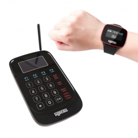 [씨스콜] 원터치 무선복사 손목형 페이저 스마트 전송기 호출 세트 (DT-5020 + SB-650 레드블랙)