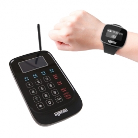 [씨스콜] 간편한 터치버튼 손목형 페이저 스마트 전송기 호출 세트 (DT-5020 + SB-650 실버블랙)
