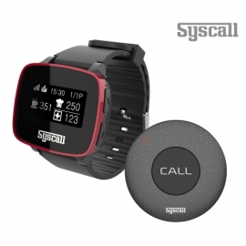 [씨스콜] 슬림방수 호출벨 블랙 1개 + 손목형 페이져 세트 (ST-300 블랙 + SB-650 레드블랙)