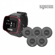 [씨스콜] 슬림방수 호출벨 블랙 5개 + 손목형 페이져 세트 (ST-300 블랙 + SB-650 레드블랙)