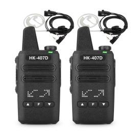 [HK] 디지털 생활무전기 HK-407D 히든 디스플레이 병원 / 매장 / 카페  인이어포함 2대 풀세트